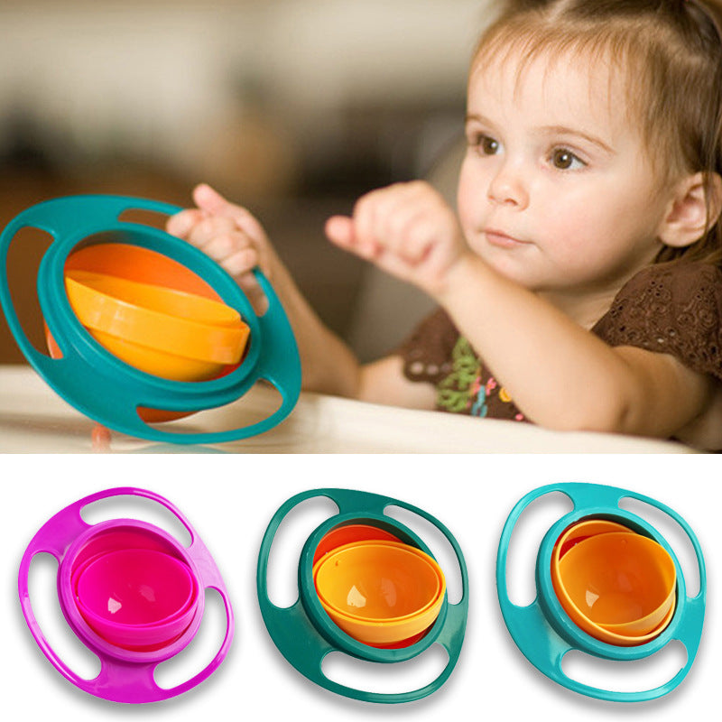 Anti-Spill Gyro Bowl  — 360° Rotating Spill-Proof Toddler Snack Bowl
