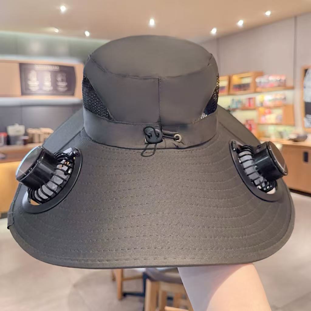 Solar USB Fan Hat with Dual Cooling and Sun Protection