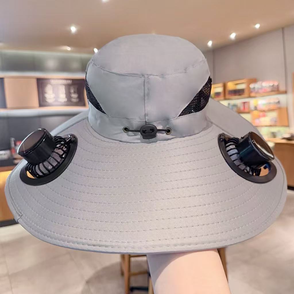 Solar USB Fan Hat with Dual Cooling and Sun Protection