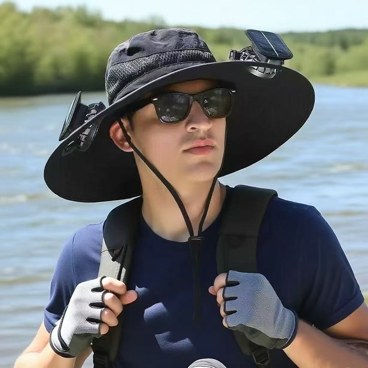 Solar USB Fan Hat with Dual Cooling and Sun Protection