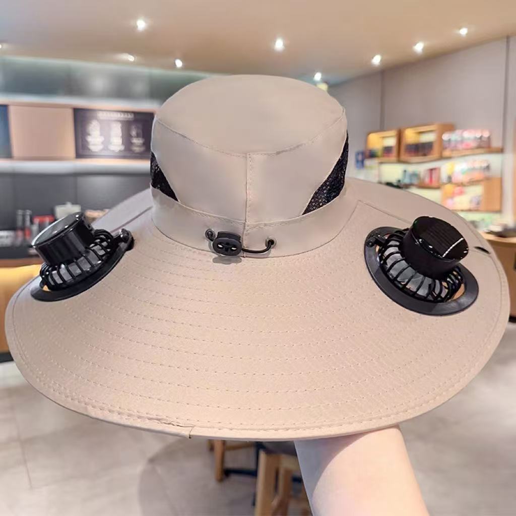 Solar USB Fan Hat with Dual Cooling and Sun Protection