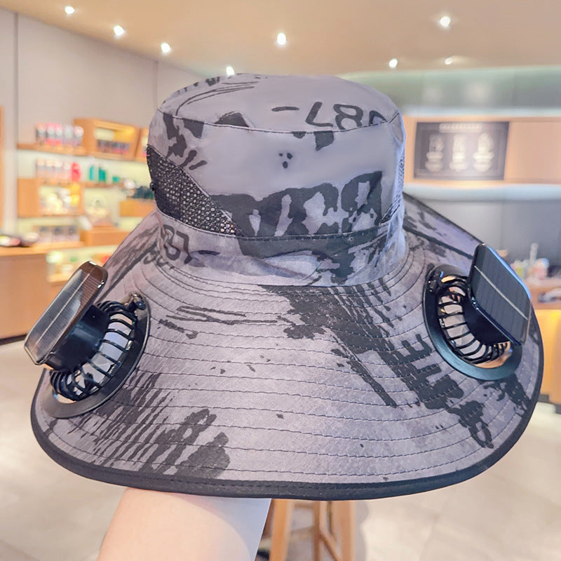 Solar USB Fan Hat with Dual Cooling and Sun Protection
